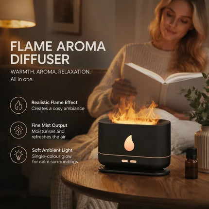 USB Flame Aroma Diffuser, Black Single Light