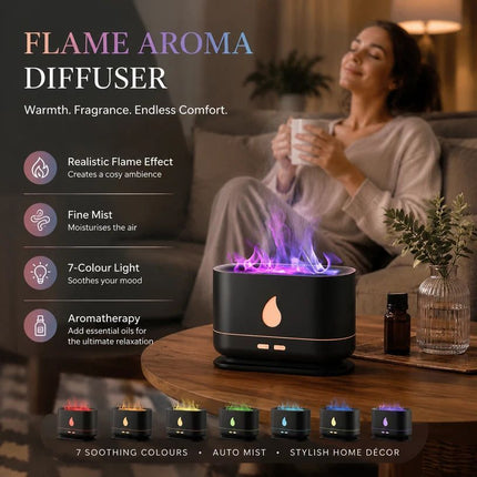 USB Flame Aroma Diffuser, Black RGB Light