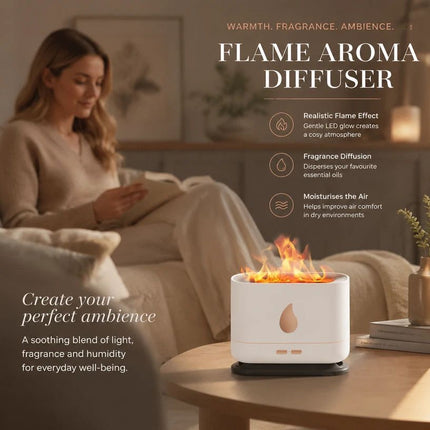 USB Flame Aroma Diffuser, White Single Light