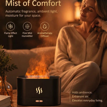 USB Flame Aroma Diffuser, White RGB Light