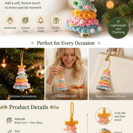 2 Pack Crochet Ornament E+F Rainbow 2 & Blue, Winter Holiday Duo