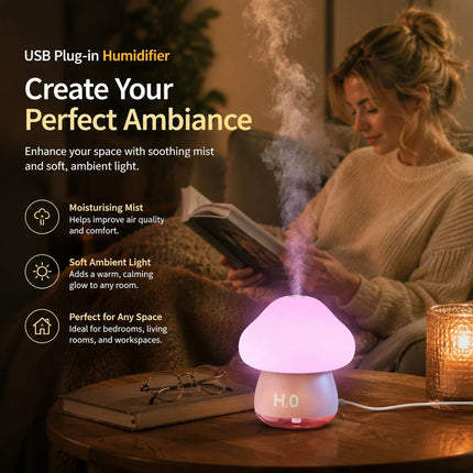 Tap Control Night Light Humidifier, Pink