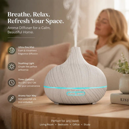 Onion Wood Grain Aroma Diffuser, White Wood + Remote