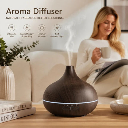 Onion Wood Grain Aroma Diffuser, Dark Wood + Remote