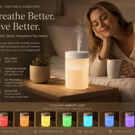 USB Mini Humidifier with Aroma Light, White