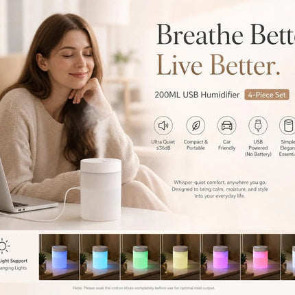 4 Pack USB Humidifier White, Bulk Holiday Gift