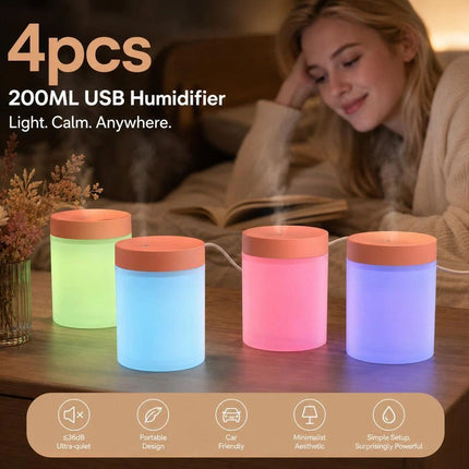 4 Pack USB Humidifier Pink, Decor Gift Bundle