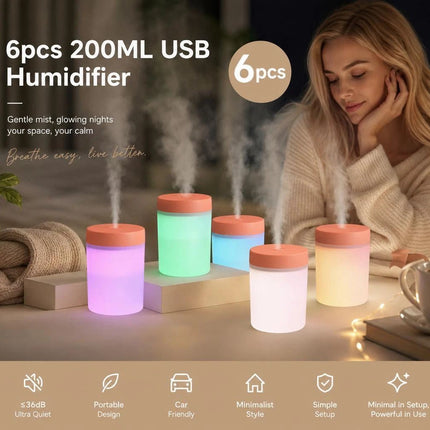 6 Pack USB Humidifier Pink, Multi (Purpose Gift Set)