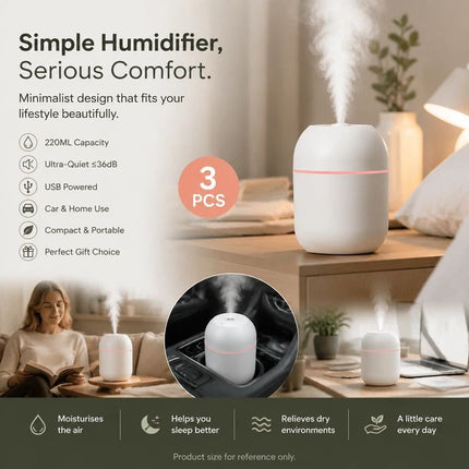 3 Pack Water Drop Humidifier Glacier White, Bedroom Xmas Bundle