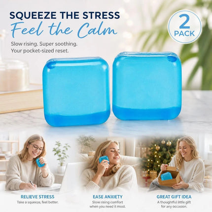 2 Pack Blue Ice Cube Squishy, Double Squeeze to Relieve Work Stress