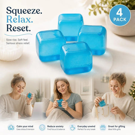 4 Pack Blue Ice Cube Squishy