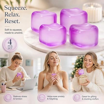 4 Pack Purple Ice Cube Squishy