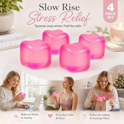4 Pack Pink Ice Cube Squishy