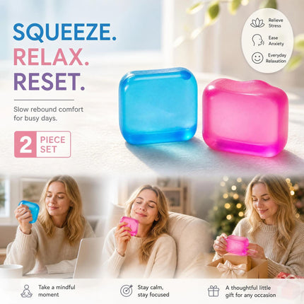 2 Pack Blue & Pink Ice Cube Squishy Mix