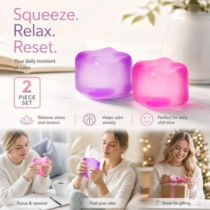 2 Pack Purple & Pink Ice Cube Squishy Mix