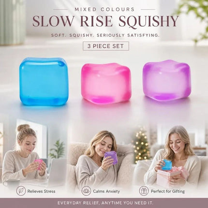 3 Pack Ice Cube Squishy Blue Purple Pink