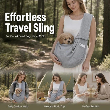 Breathable Cat Carrier Up to 16.5lbs, Grey with Phone Pocket