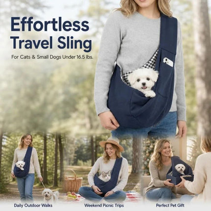 Breathable Cat Carrier Up to 16.5lbs, Black with Phone Pocket