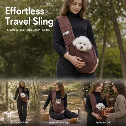 Breathable Cat Carrier Up to 16.5lbs, Coffee with Phone Pocket