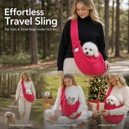 Breathable Cat Carrier Up to 16.5lbs, Bright Red with Phone Pocket