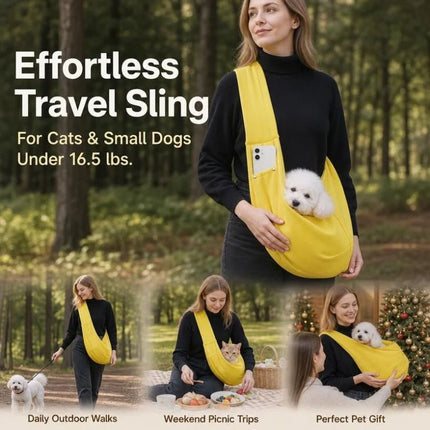 Breathable Cat Carrier Up to 16.5lbs, Yellow with Phone Pocket