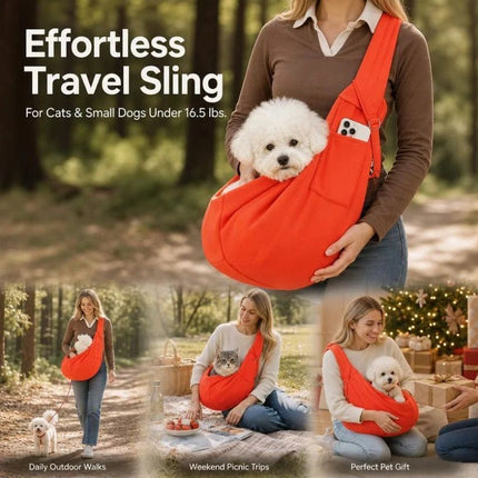 Breathable Cat Carrier Up to 16.5lbs, Orange with Phone Pocket