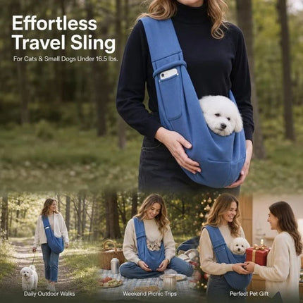 Breathable Cat Carrier Up to 16.5lbs, Navy Blue with Phone Pocket