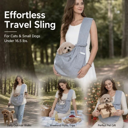 Solid Color Cat Carrier Up to 16.5lbs, Grey with Phone Pocket