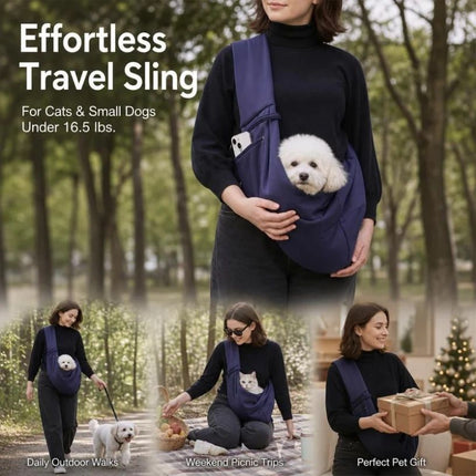 Solid Color Cat Carrier Up to 16.5lbs, Dark Blue with Phone Pocket