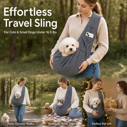 Solid Color Cat Carrier Up to 16.5lbs, Navy Blue with Phone Pocket