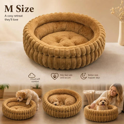 Detachable Round Pet Bed, Cozy Four Season Puppy Nest