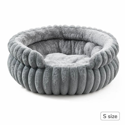 Easy Clean Notch Round Dog Bed, Grey S Size
