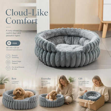All Weather Notch Pet Sleeping Nest, Grey M Size, Support Joint Relief For Pets