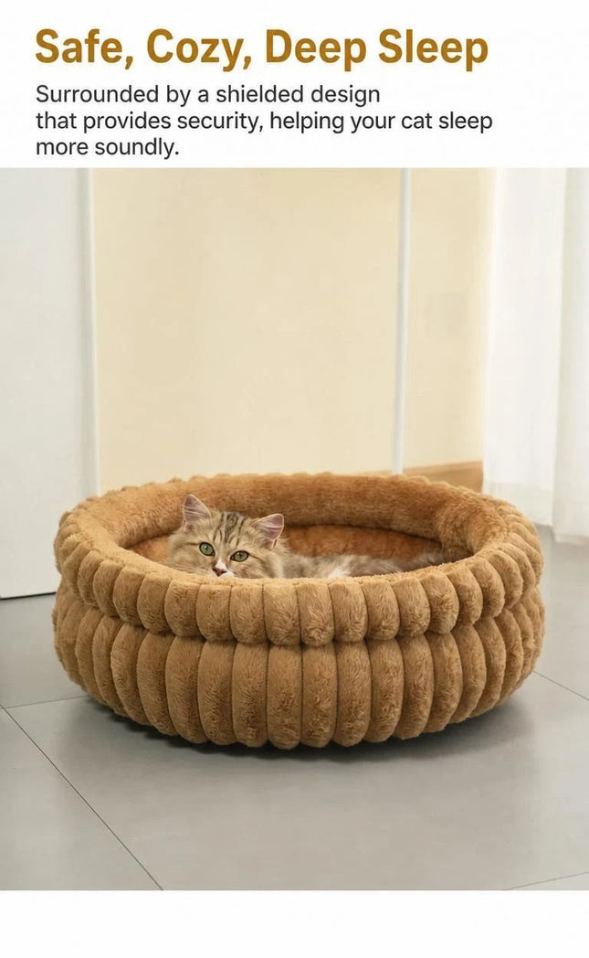 Snug Notch Opening Cat Bed, Cream S Size (Cold Design)