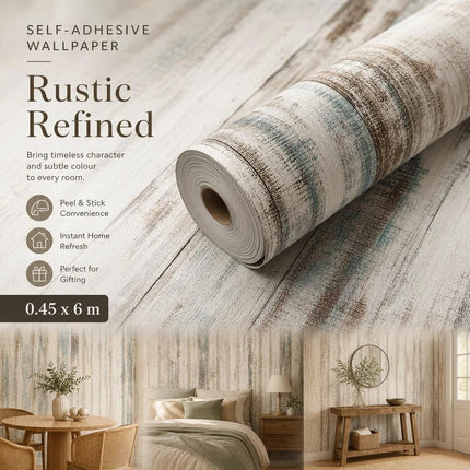 Self Adhesive Wood Wallpaper 0.45x6M, Brown Yellow Wood Texture