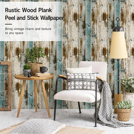 Self Adhesive PVC Wallpaper 0.45x6M, Dark Yellow Wood Plank