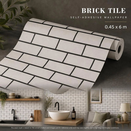 Self Adhesive PVC Background Film 0.45x6M, Simple White Tile Texture