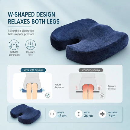 Gel Infused Hip Support Cushion 45x36x7, Crystal Velvet Black, Soft Cooling Surface