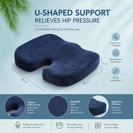 Memory Foam Lumbar Support Pillow 45x36x7, Breathable Mesh Black
