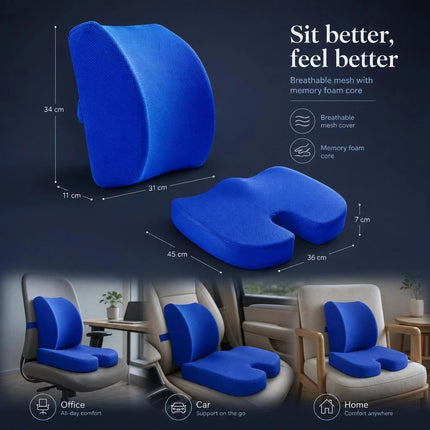 Mesh Blue Seat & Lumbar Support Set 45x36x7