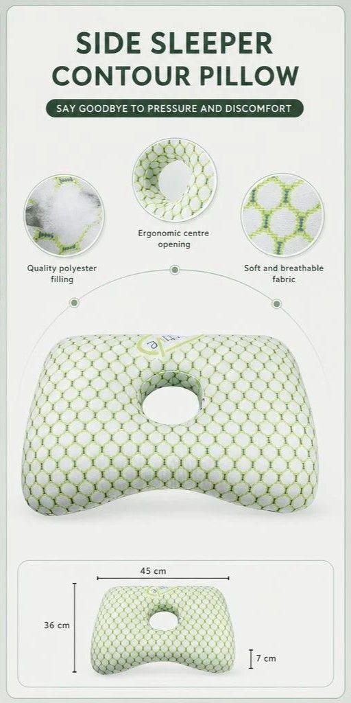 Extra Large Single Hole Ear Pillow 47x32x10, Black (Ear Headphones)