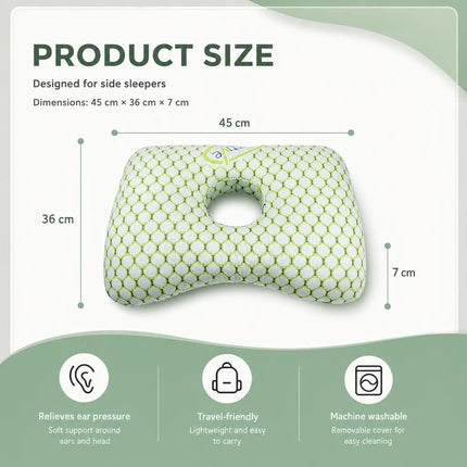 Oversized Ear Care Sleeping Pillow 47x32x10, Grey, Spacious For Heavy Side Sleepers