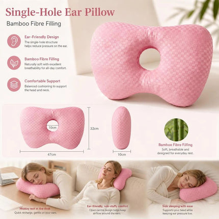 Big Size Pressure Relief Ear Pillow 47x32x10, Pink, Thoughtful Gift For Long Hours Rest