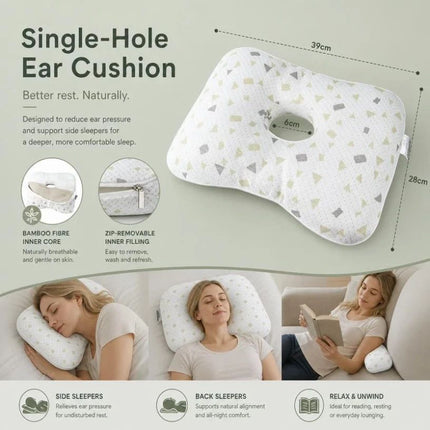 Washable Inner Ear Guard Pillow 39x28x6, Bohr Grey, Comfortable Daily Rest