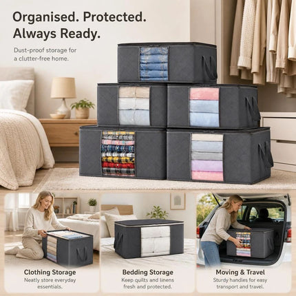 Quilt Storage Bag 85L 8 Pack Black Zipper