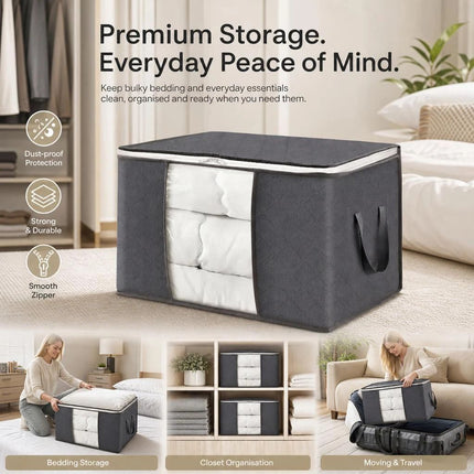 Extra Large 90L Moving Storage Bag Grey, Brown Edge White Zipper