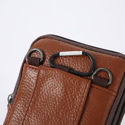 Men’s Leather Waist Phone Bag, Belt Loop Design, Light Brown, Business Casual Crossbody Shoulder Gift