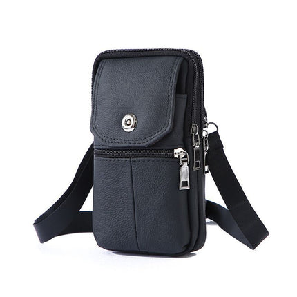Multi-Purpose Leather Phone Waist Pack for Men, Black