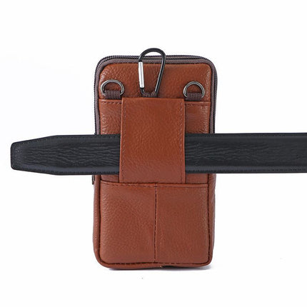 Multi-Purpose Leather Phone Waist Pack for Men, Black