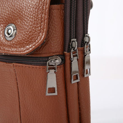 Multi-Purpose Leather Phone Waist Pack for Men, Black
